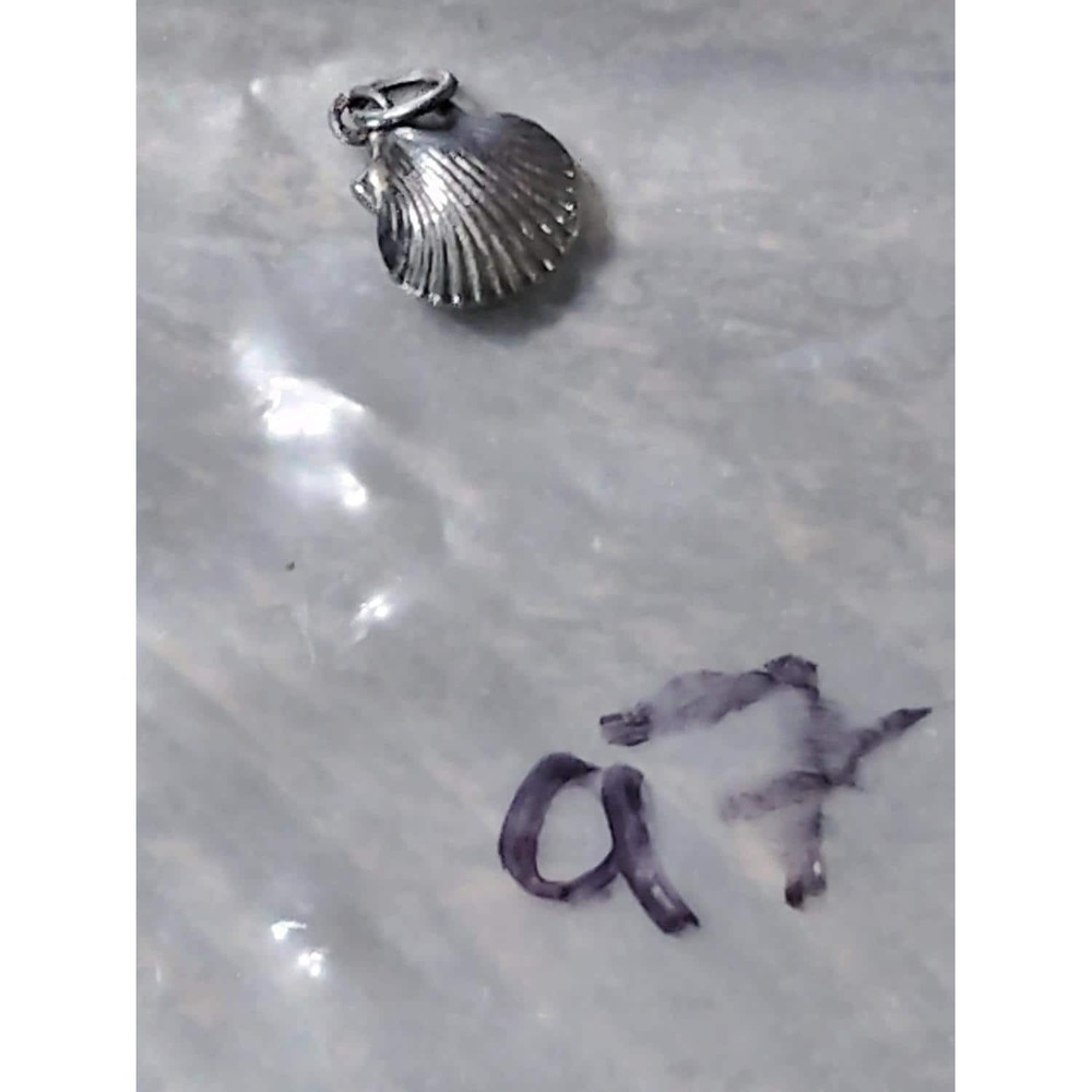 seashell charm pendant scallop Silver Unisex vintage